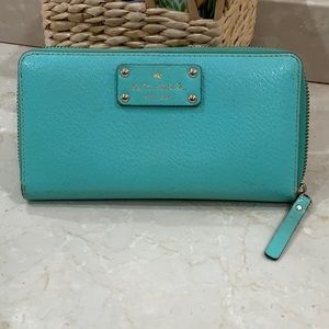 Kate Spade Wellesley Neda Turquoise Leather Zip Wallet